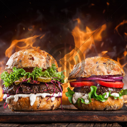 Ateşli Hamburger Fotoğrafı