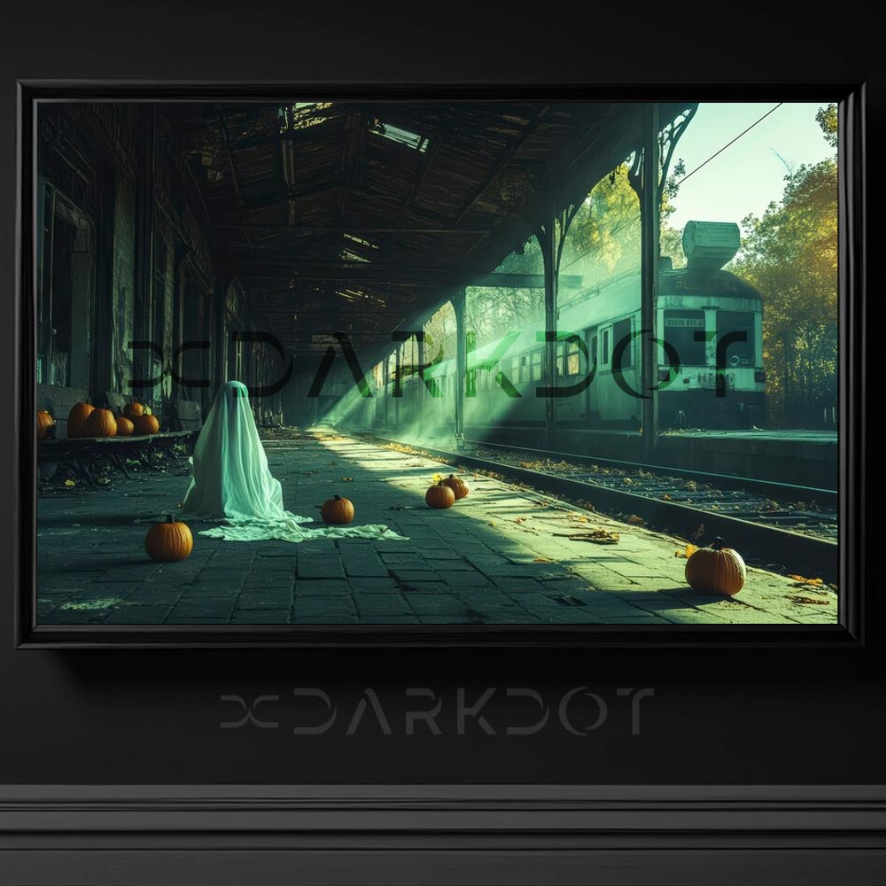 hayaletli tren istasyonu hayalet tren garinda oturan hayalet halloween