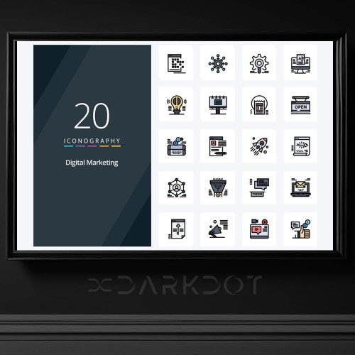 dijital pazarlama ikon paketi sosyla medya digital marketing icon pack set