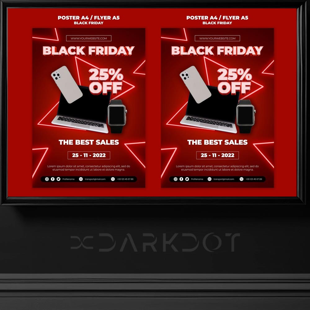 black friday kirmizi tonlarda neon billboard afis poster reklam tasarimi indir