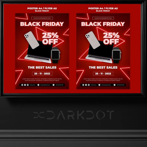 black friday kirmizi tonlarda neon billboard afis poster reklam tasarimi indir