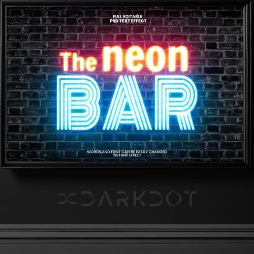 neon bar pub yazi efekti bar ve kulup tarzi yazi efekti Luminous neon text effect