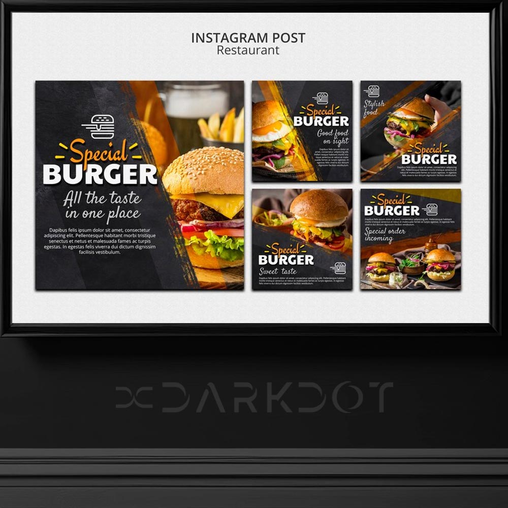 hazir hamburger restoran sosyal medya post tasarim sablonlari burger poster tasarim