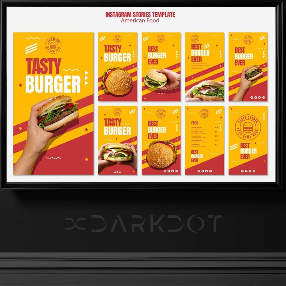 hazir hamburger fast food instagram story tasarimlari burger sosyal medya tasarimlari