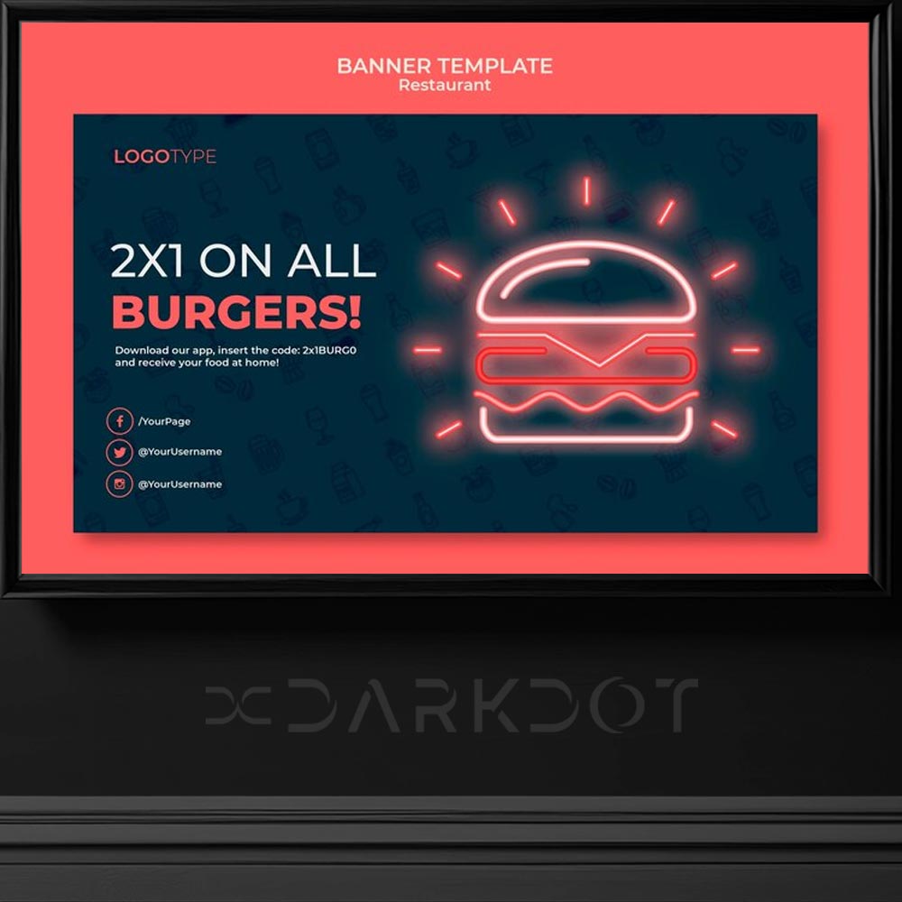 neon temali fast food tavuk hamburger reklam afis poster billboard tasarim sablonlari