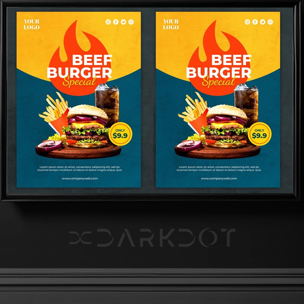 hazir fast food hamburger afis poster tasarim sablonlari burger sosyal medya tasarim