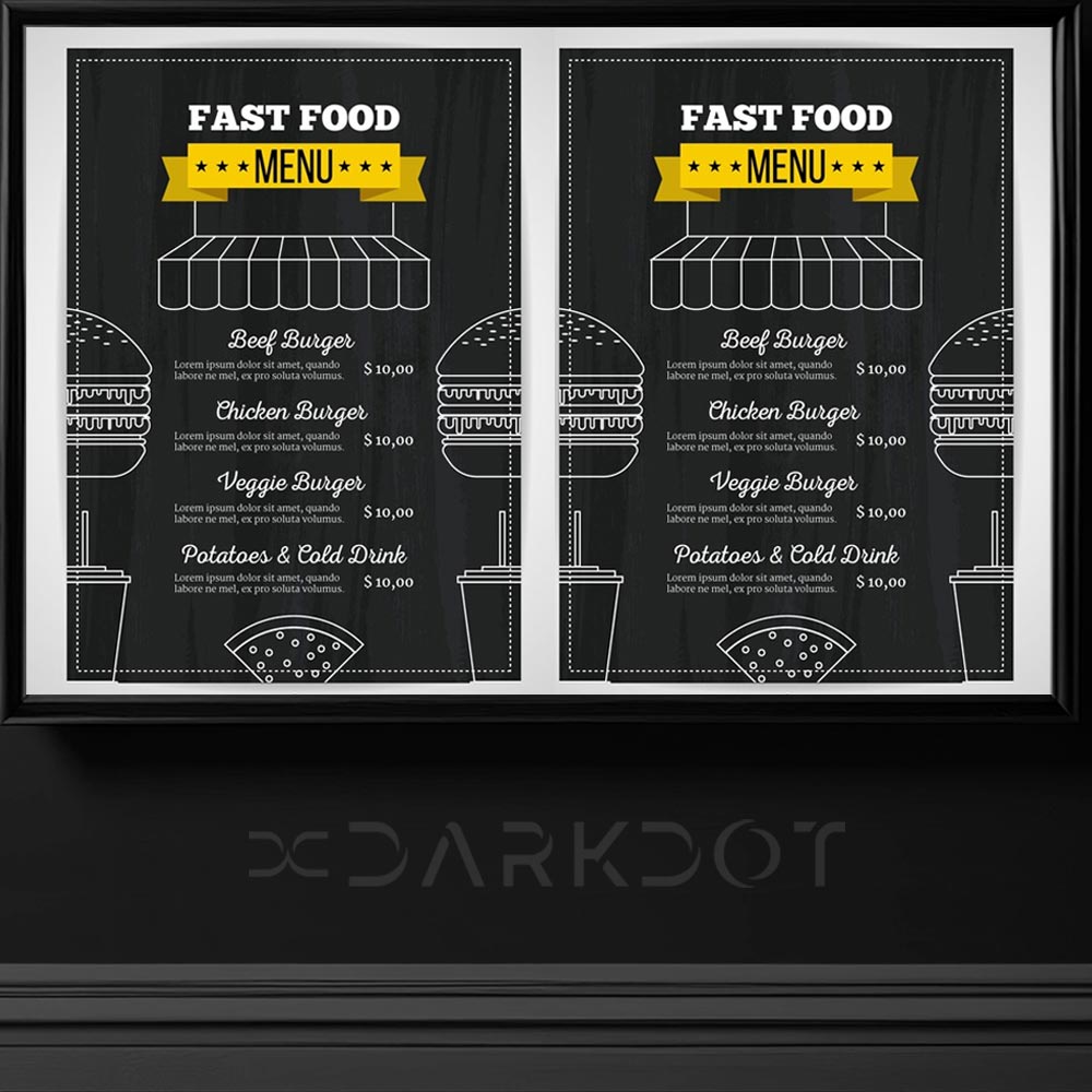 hazir fast food cafe menu tasarim sablonlari hamburger cafe siyah menu tasarimlari