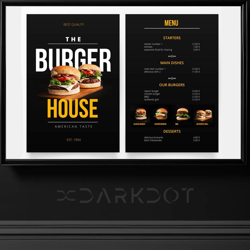 hazir hamburger menu tasarim sablonlari fast food cafe menu tasarim ornekleri indir