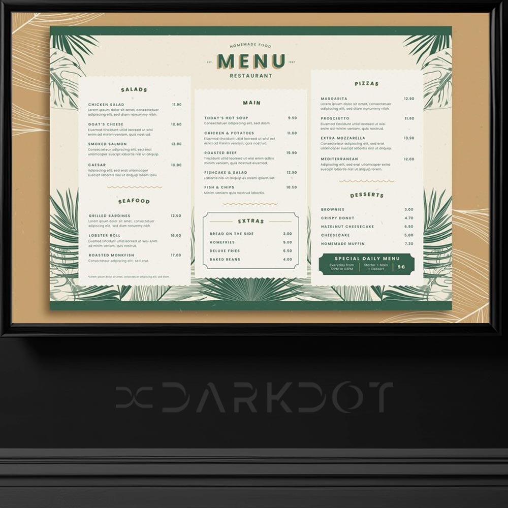 vegan restaurant cafe menu sablonlari balik restoran menu tasarim sablonlari indir