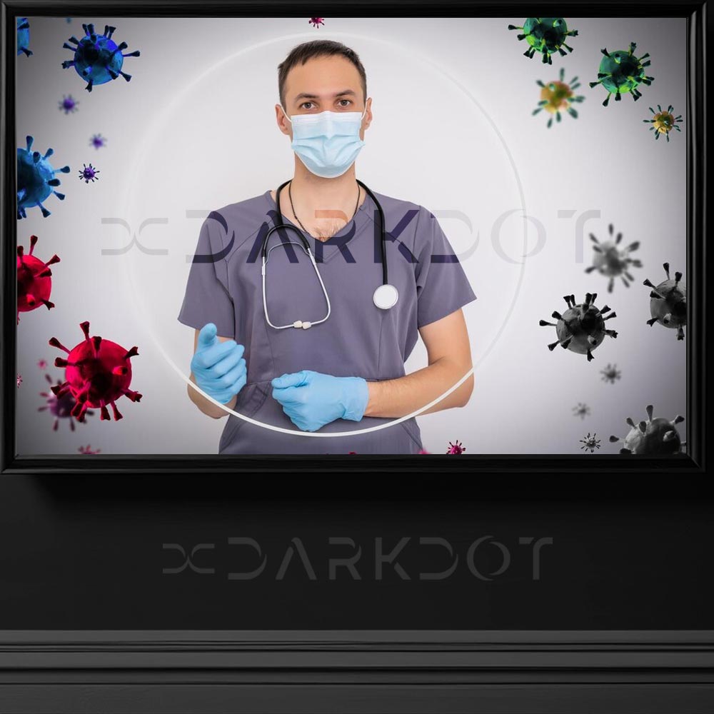 maskeli doktor fotograflari bakterilerle poz veren doktor steteskoplu doktor fotografi