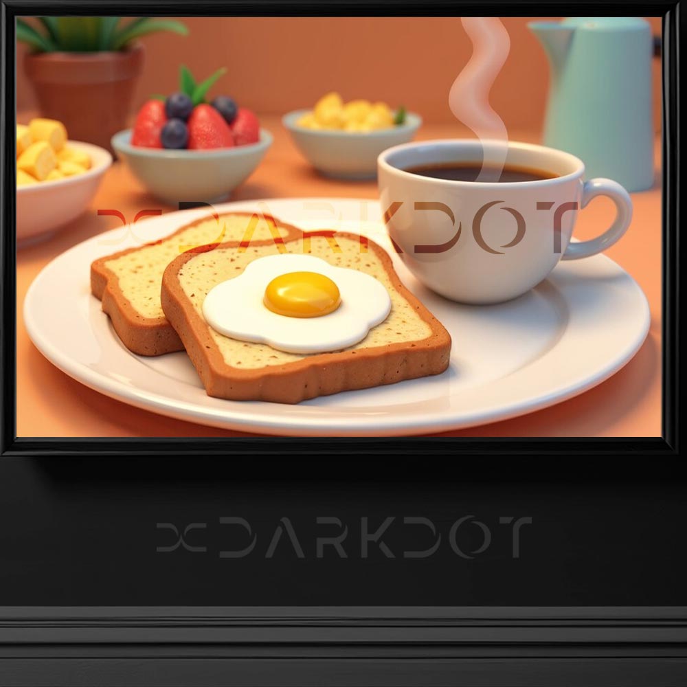 3d kahvalti fotograflari yumurtali ekmek tost uc boyutlu cizim fotografi