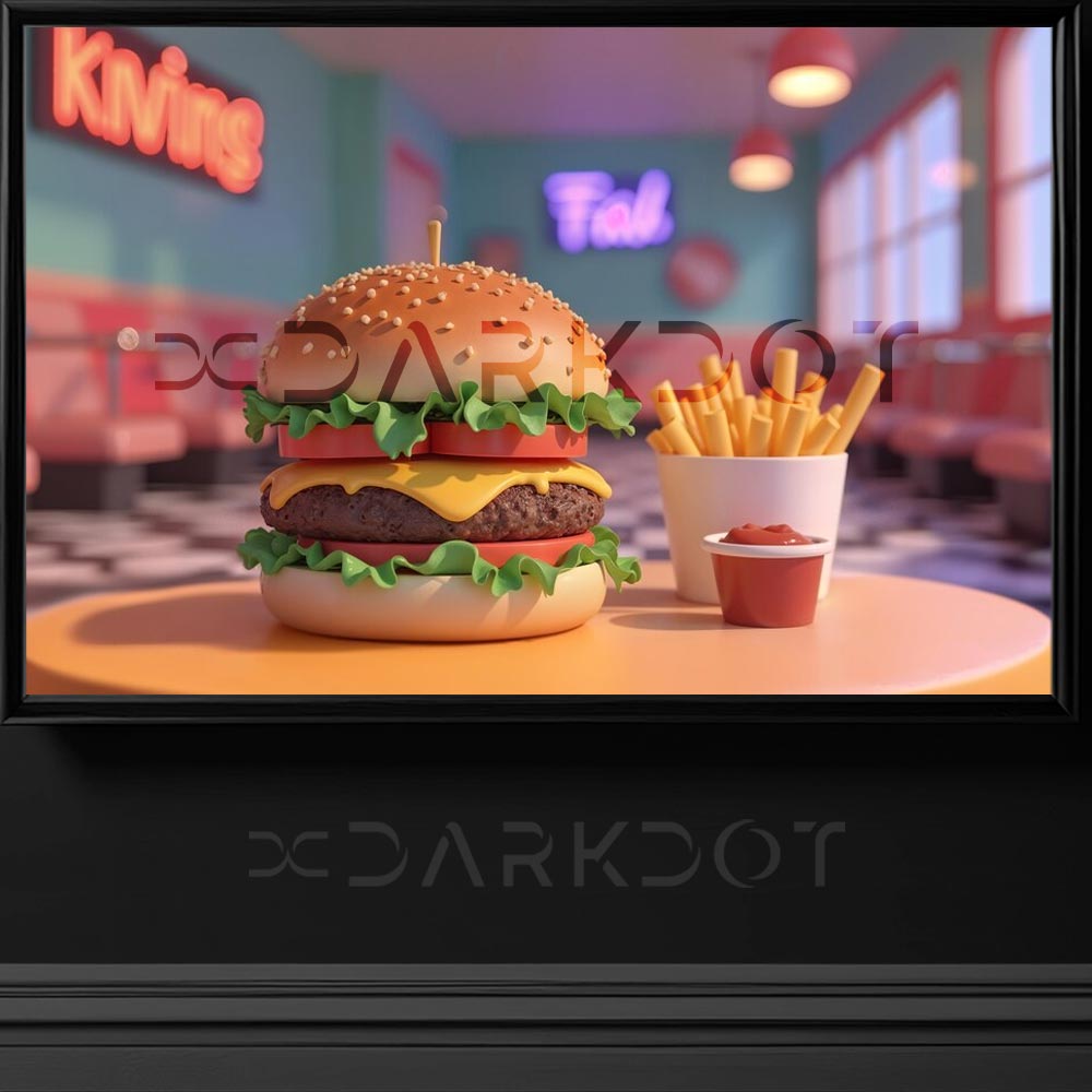 3d hamburger ve patates kizartmasi fotografi uc boyutlu fast food hamburger gorseli