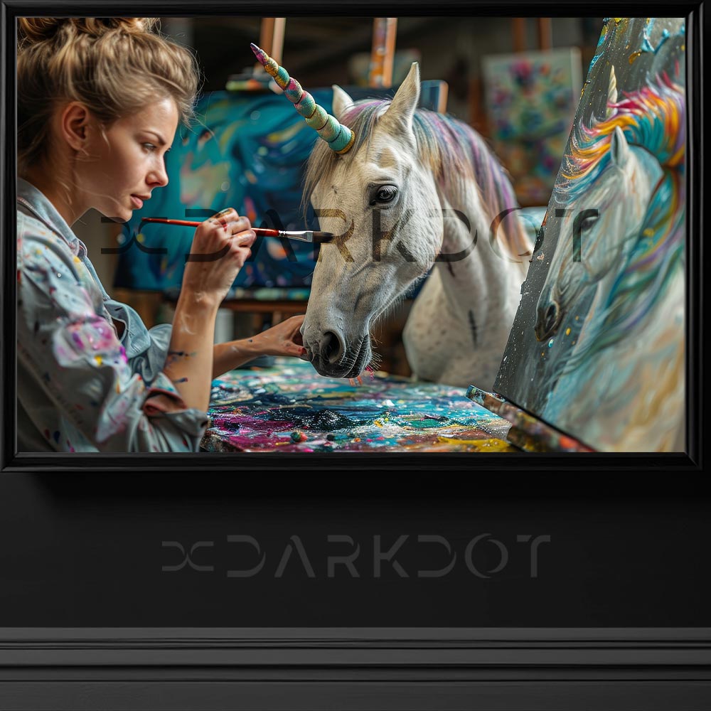 unicorn resmi cizen kadin ressam fotografi unicorn ve insan fotograflari indir