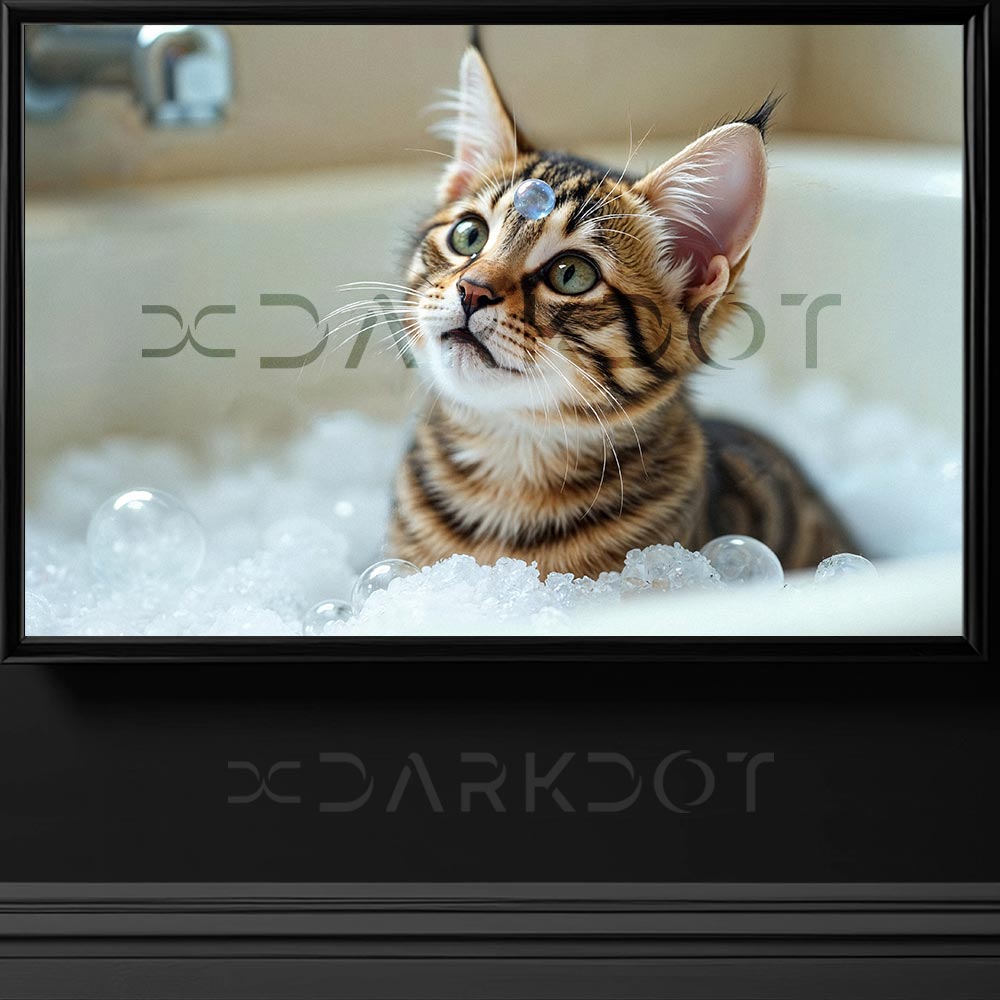 banyo yapan kedi fotografi sabun kopukleri arasinda yavru kedi fotografi