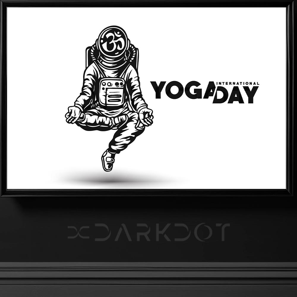 yoga yapan astronot cizimi yoga yapan astronot tisort baski tasarimlari vektorel