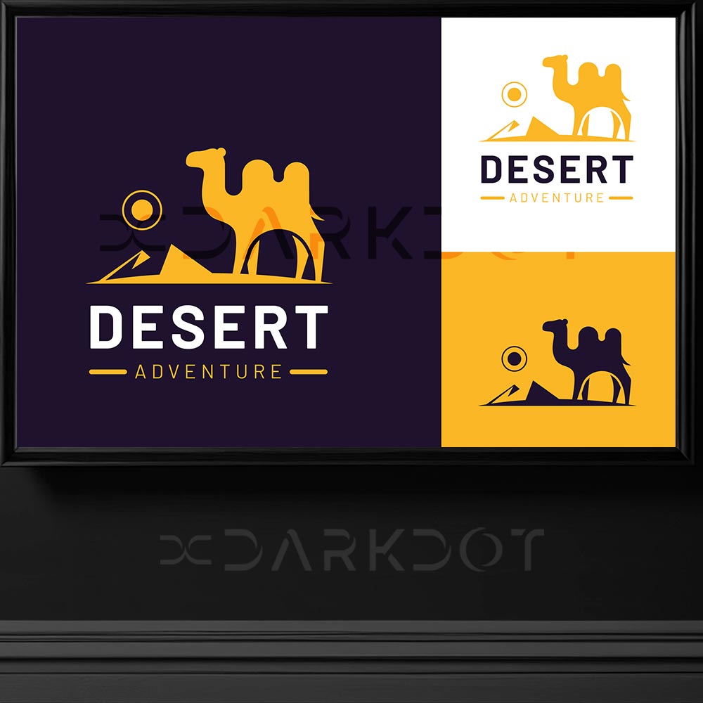 deve temali logo icinde deve olan logo deve vektorel cizim desert col logosu