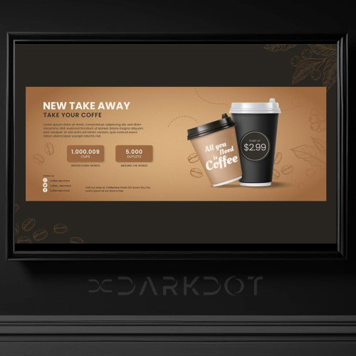 starbucks kahve dukkani plastik kahve bardagi temali banner slayt