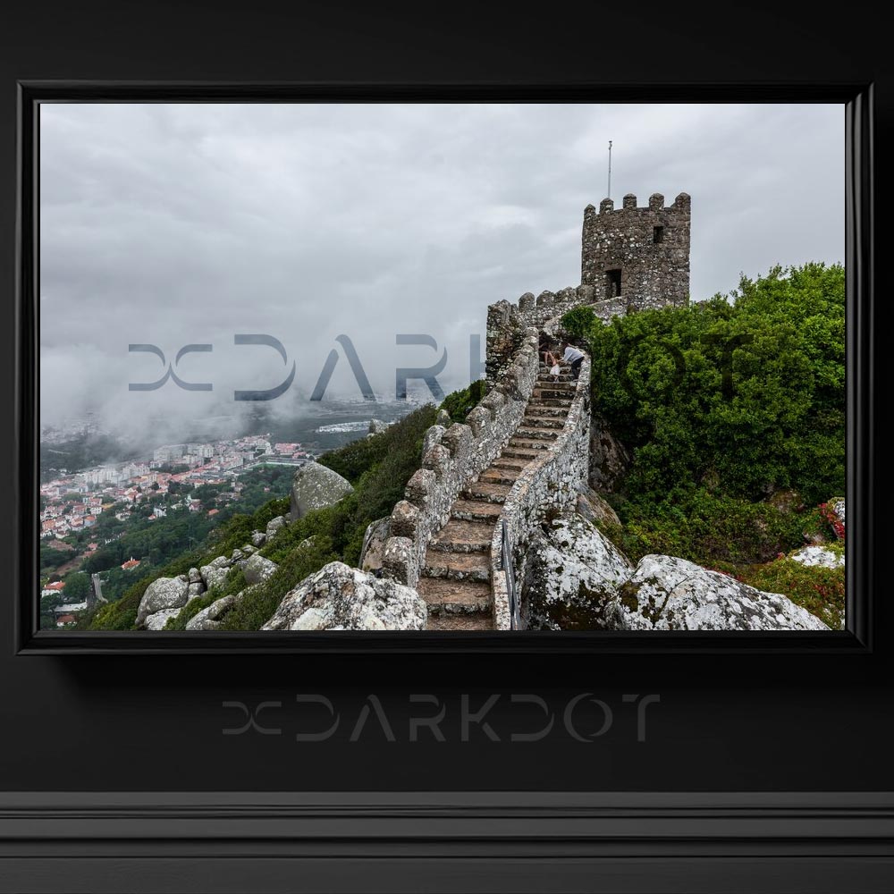 sisli bir gunde sintra moors kalesi portekiz tarihi yapi fotograflari