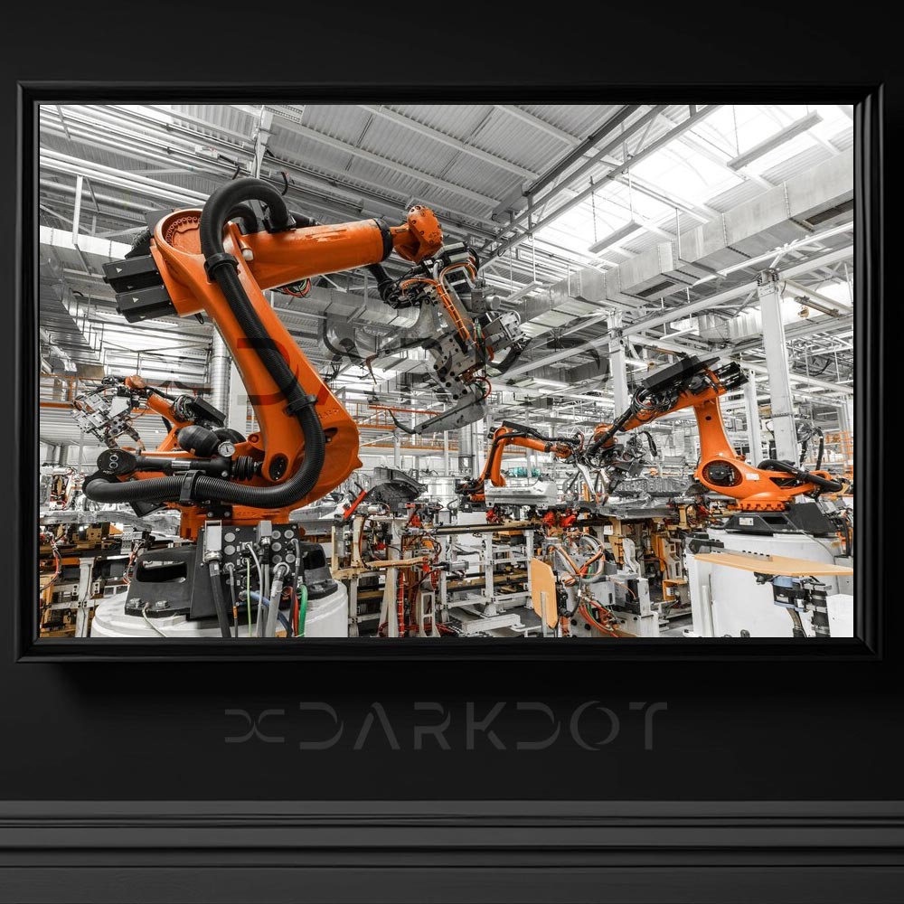 seri uretim otomobil uretim bant hattinda robot teknoloji uretim fotografi