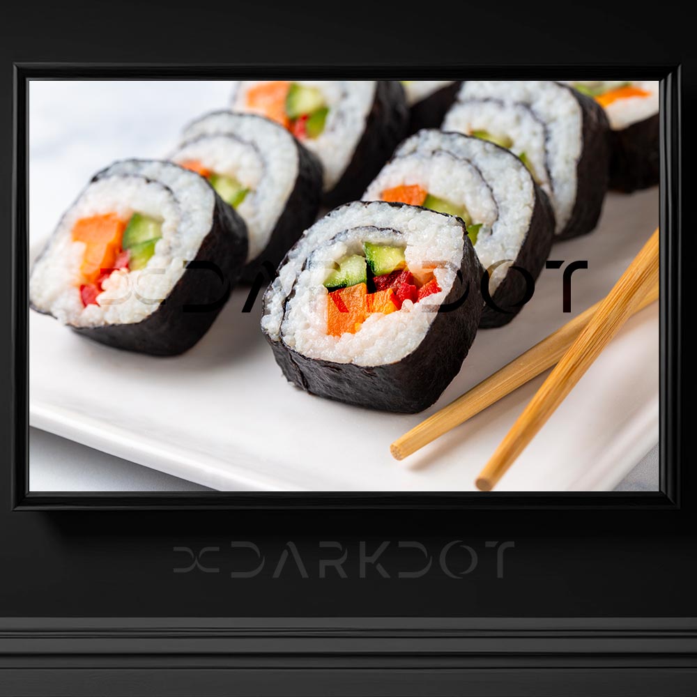 tabakta sushi roll konsept job stick beyaz arkaplan sushi balik restaurant