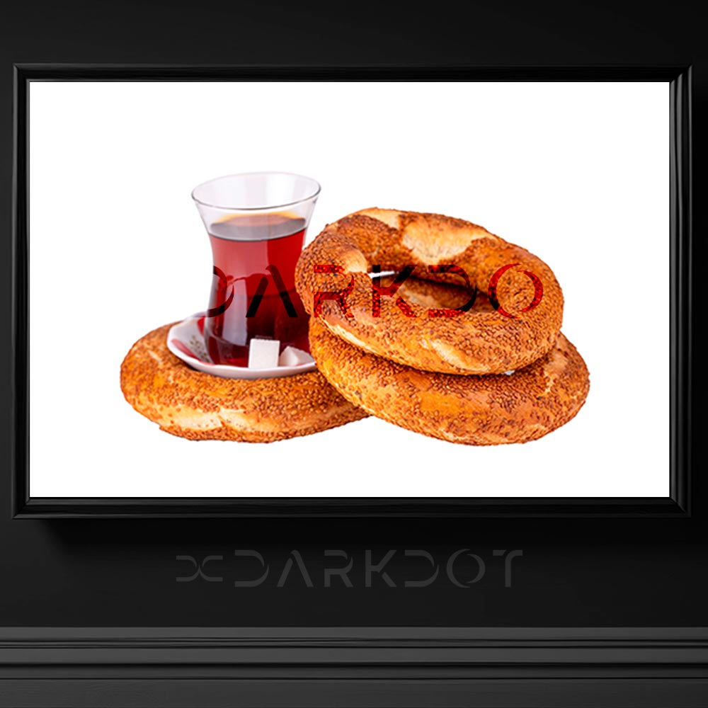 cay simit temali fotograf arkaplansiz cay ve simit yan yana konsept gorsel