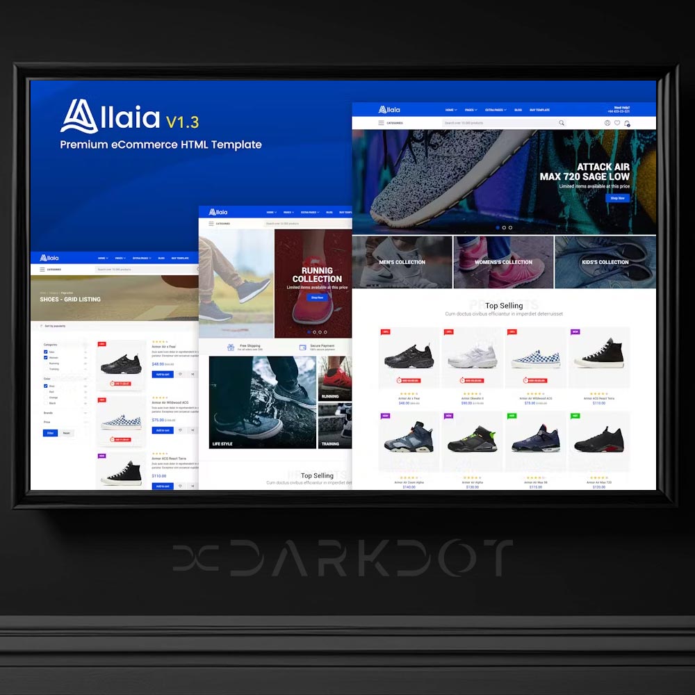 allaia ecommerce e ticaret alisveris web site template html sablon