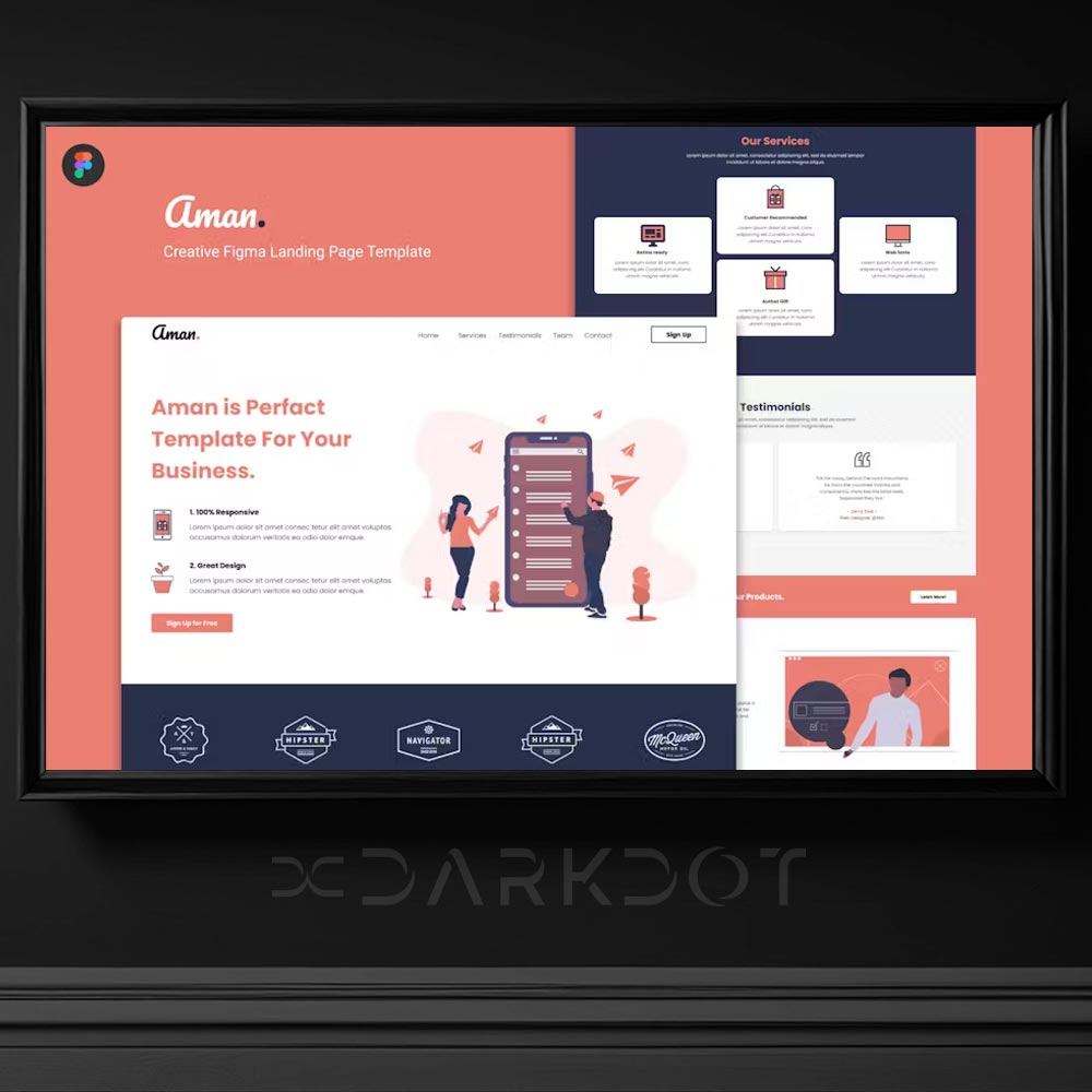 aman multipurpose landing page figma acilis sayfasi web site template