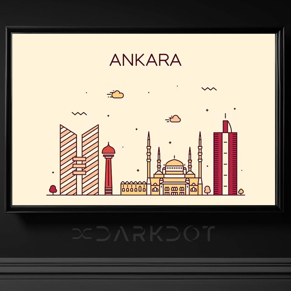 turkiye ankara vektorel illustrasyon sehir manzarasi cizimi ai tema indir