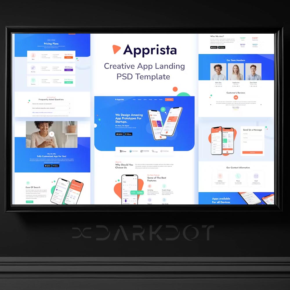 apprista app uygulama tanitim satis web site template psd tema indir