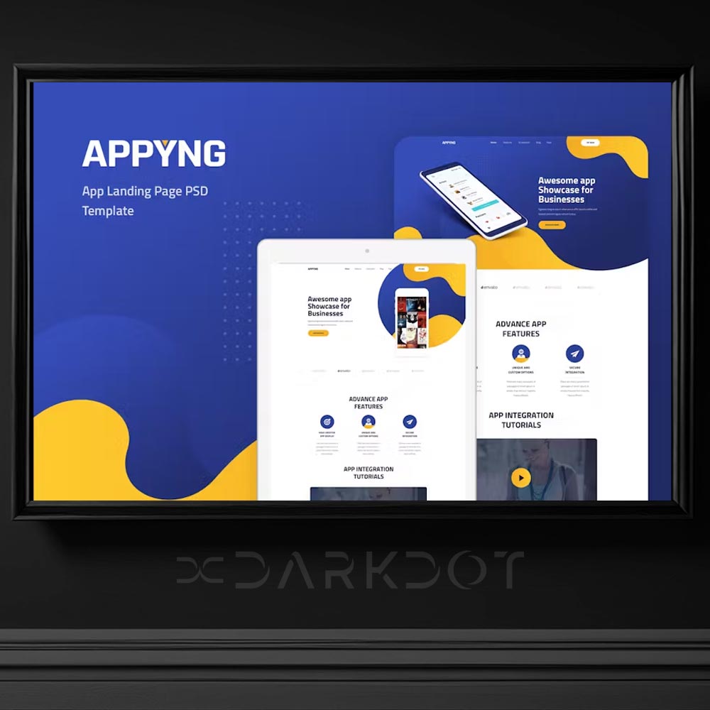 appyng app page landing uygulama web sitesi arayuzu psd template