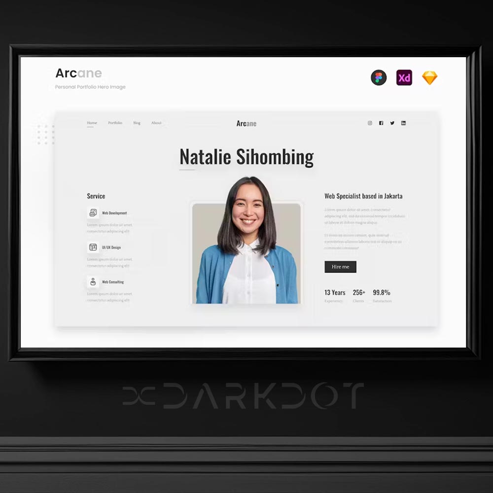 arcane personal portfolio adobe xd figma acilis sayfasi tasarimi template