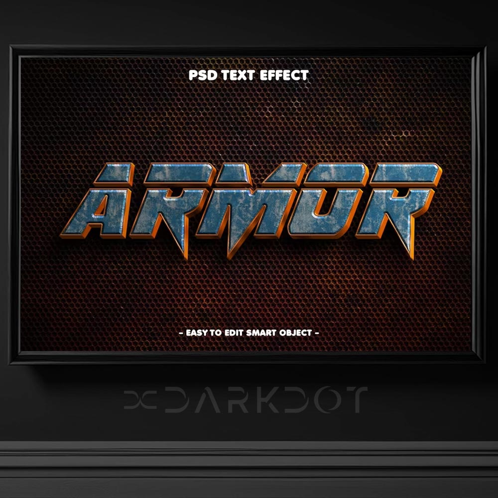 armor stylized 3d photoshop text effect yazi efekti askeri tema efekt indir