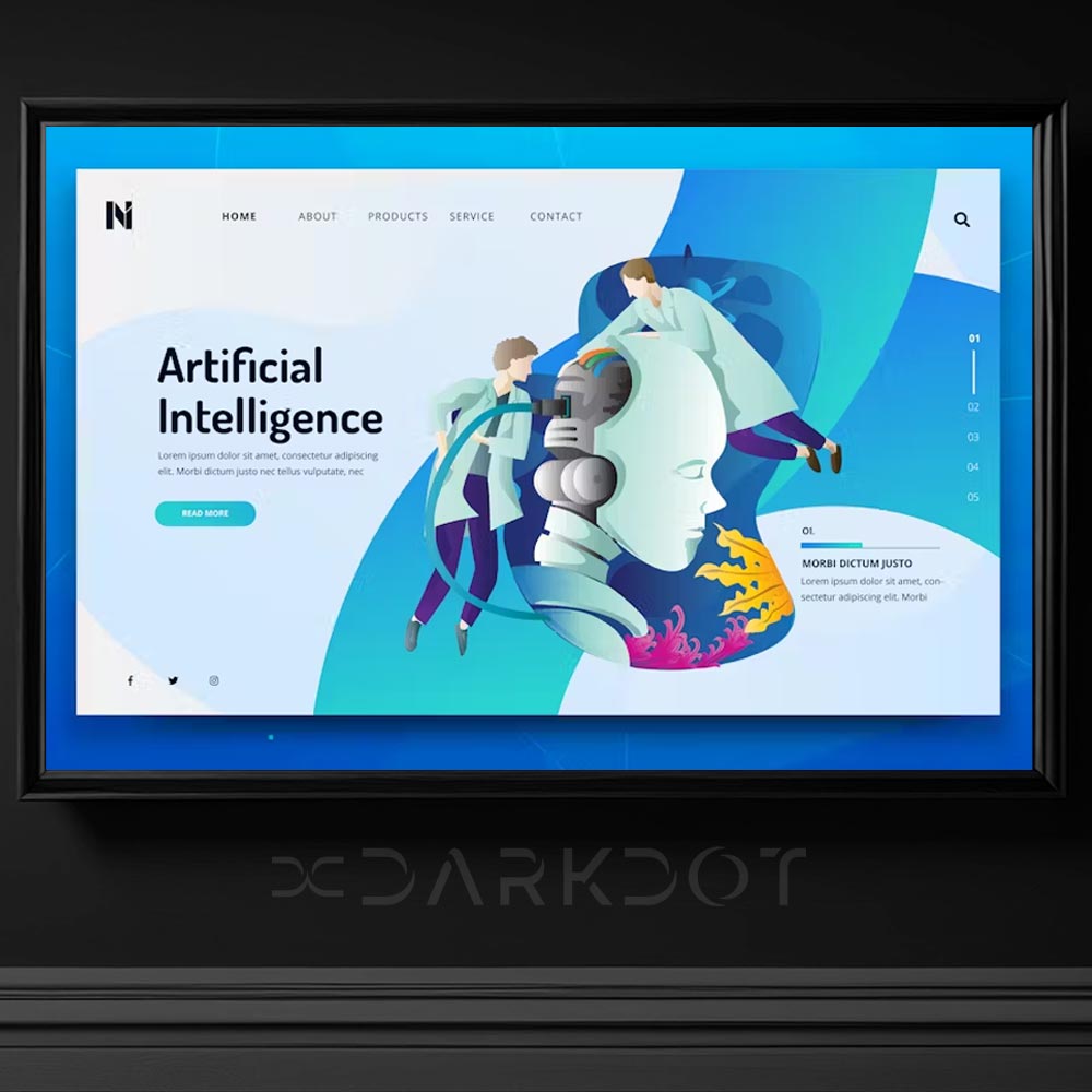 artificial intelligence tema web site banner theme ai psd template indir