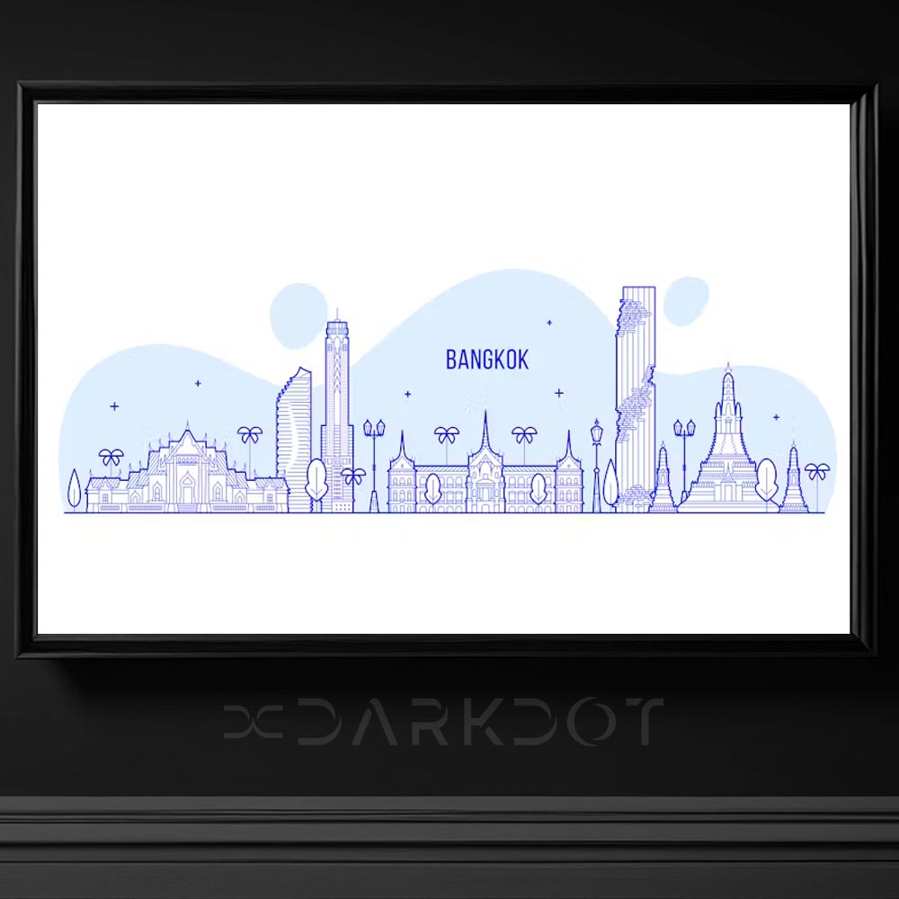 bangkok skyline vector bangkok manzara vektorel illustrasyon cizim tasarim