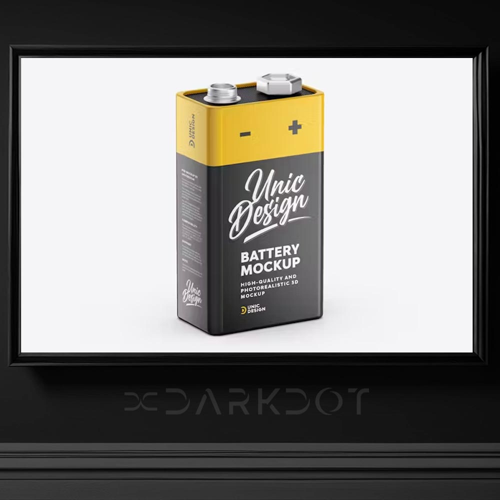 battery buyuk pil mockup psd kare dikdortgen pil tasarimi mockup psd