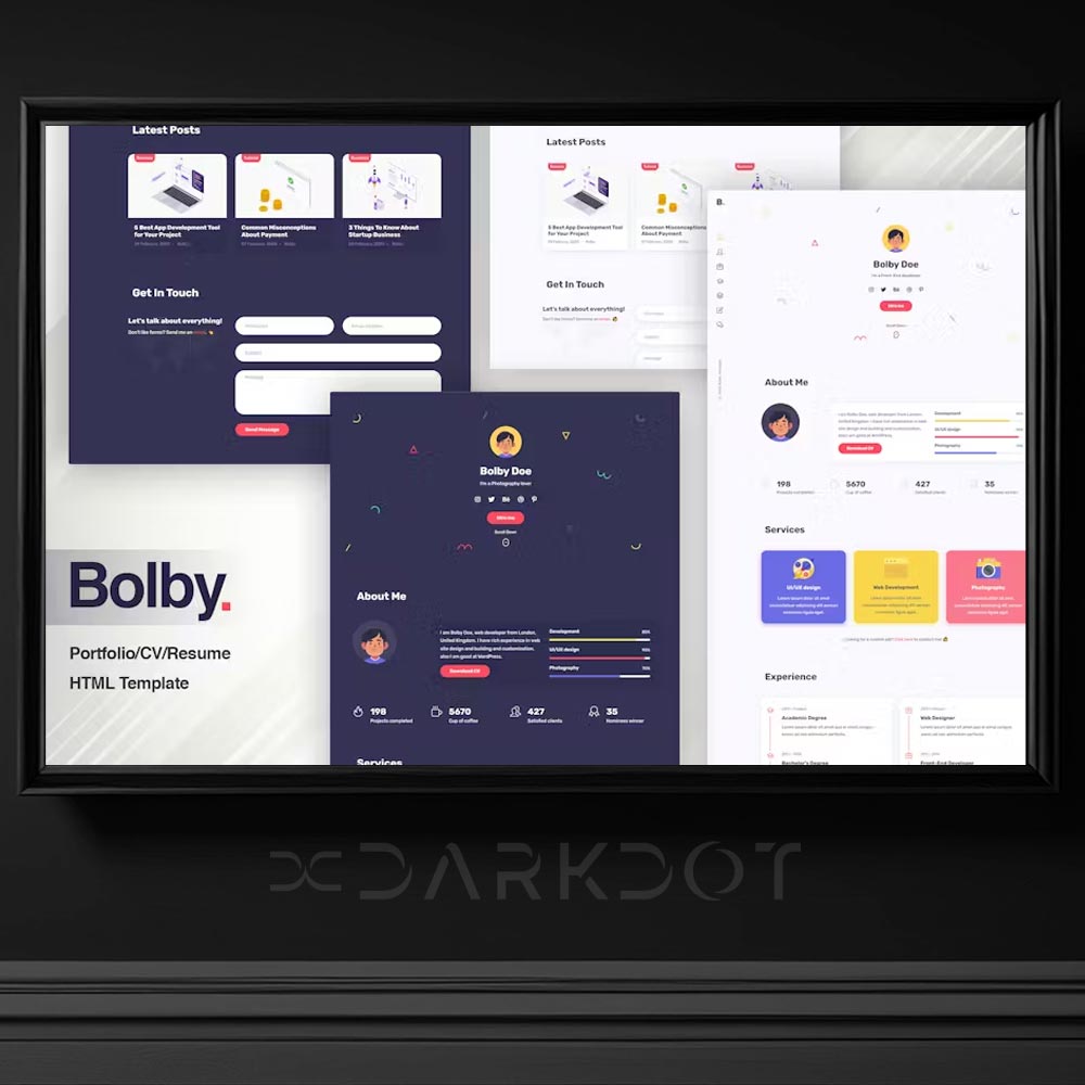 bolby personel cv html web site template kisisel cv web site sablonu html