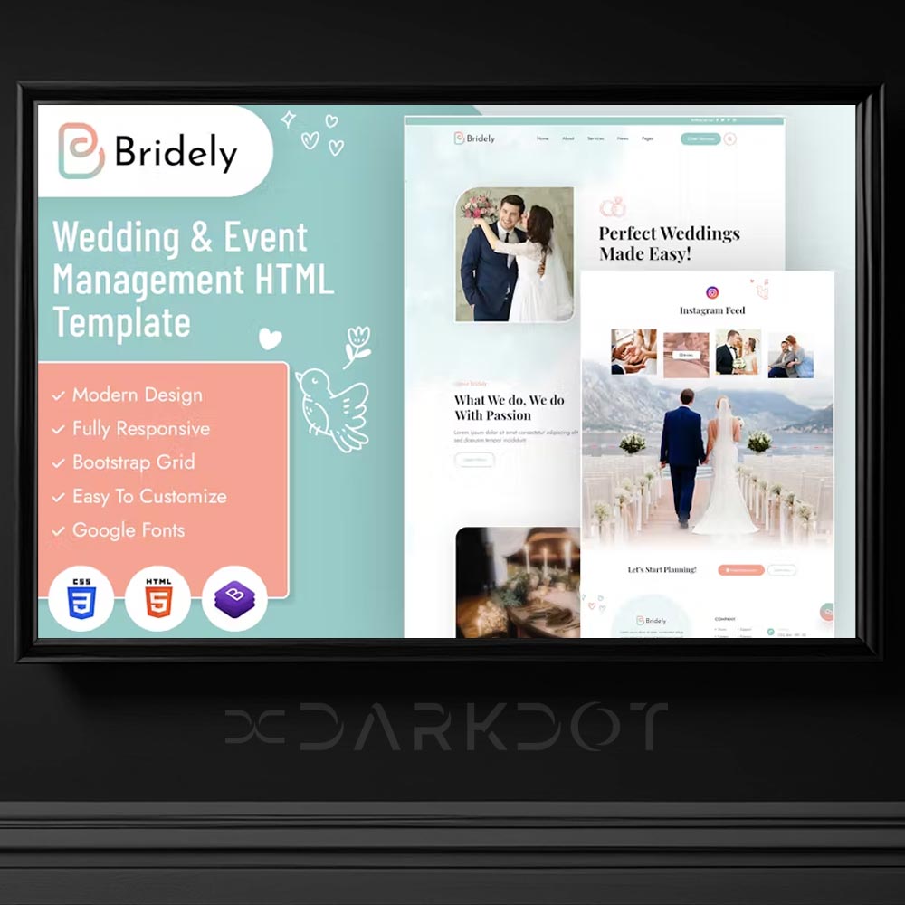 bridely wedding dugun nisan organizasyon web site temasi html template