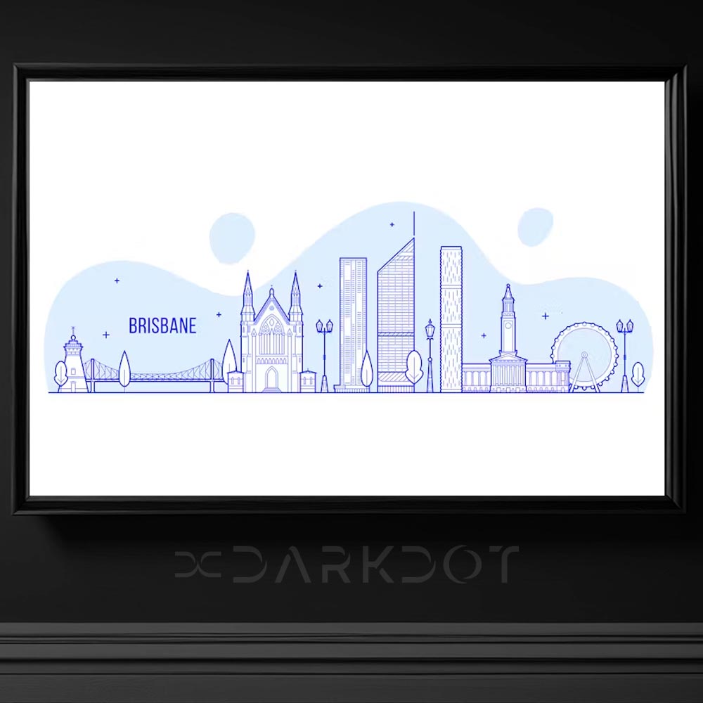 brisbane skyline sehir manzarasi vektorel cizim illustrasyon template avustralya