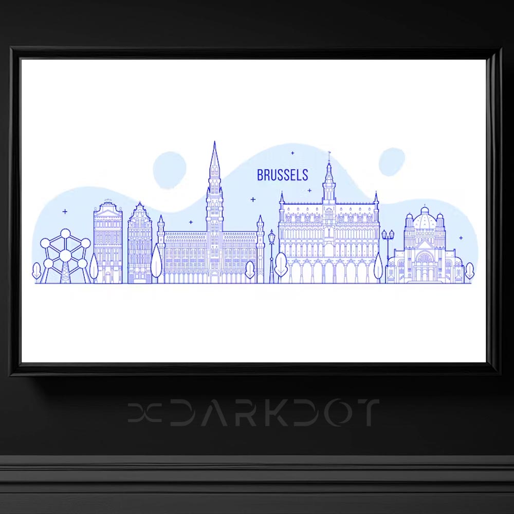 brussels skyline bruksel sehir manzarasi vektorel tasarim illustrasyon