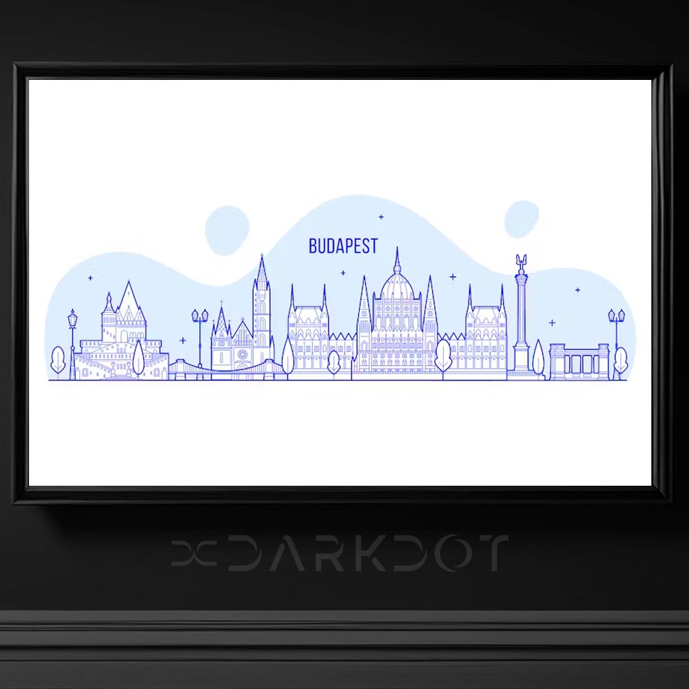 budapest skyline budapeste sehir manzara vektorel cizim illustrasyon template