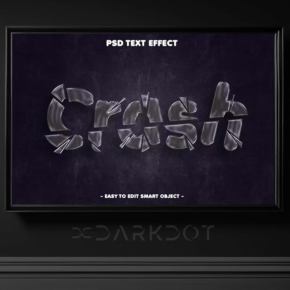 crash kirik cam temali text effect kirik parcalanmis yazi efekti psd template