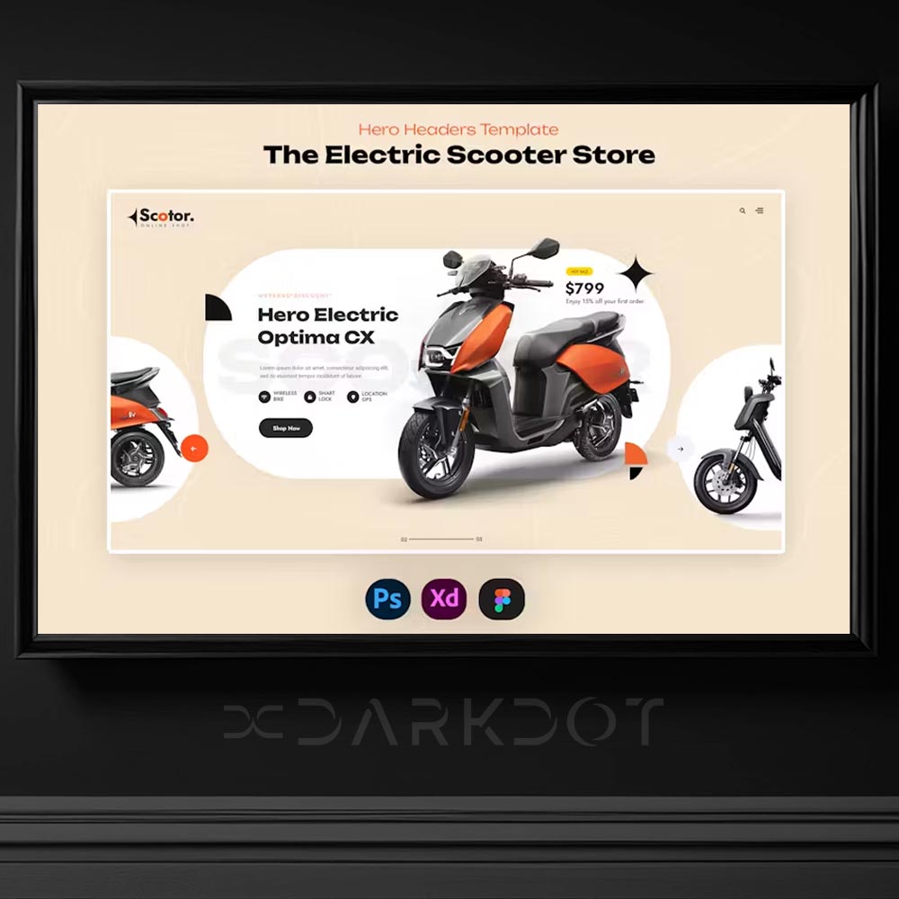 motorsiklet scooter temali kurumsal satis pazarlama web site banner psd