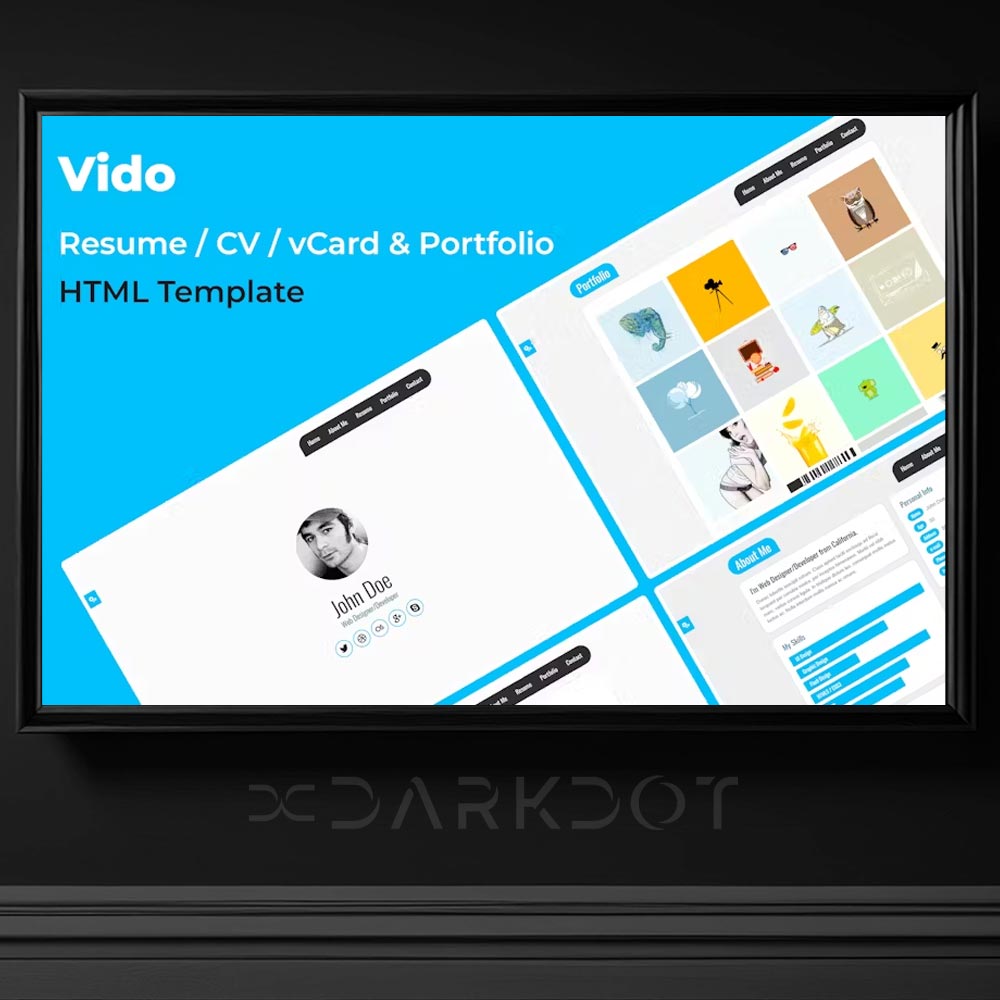 vido cv portfolyo freelance tasarimci yazilimci web site html sablon tema