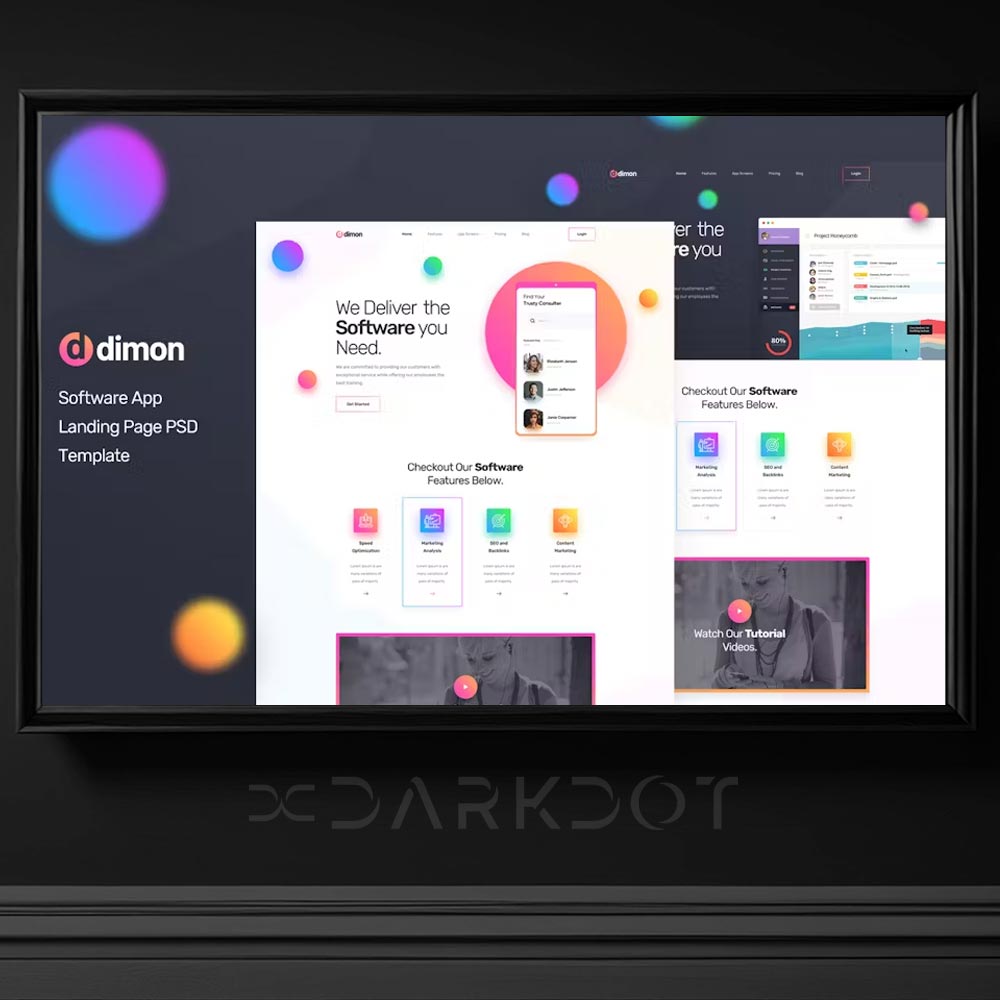 dimon app yazilim uygulama pazarlama temali web site tema psd template