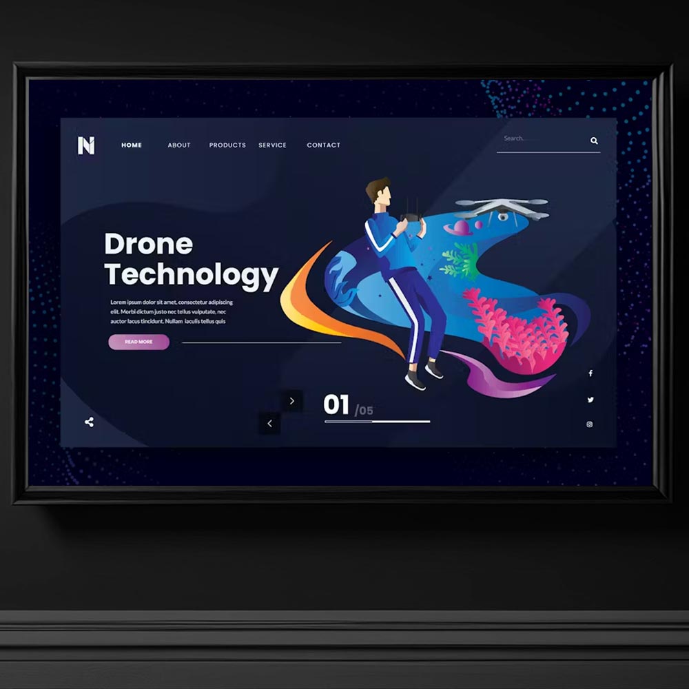 drone teknoloji dron ucurma sosyal medya web site slayt illustrasyon template