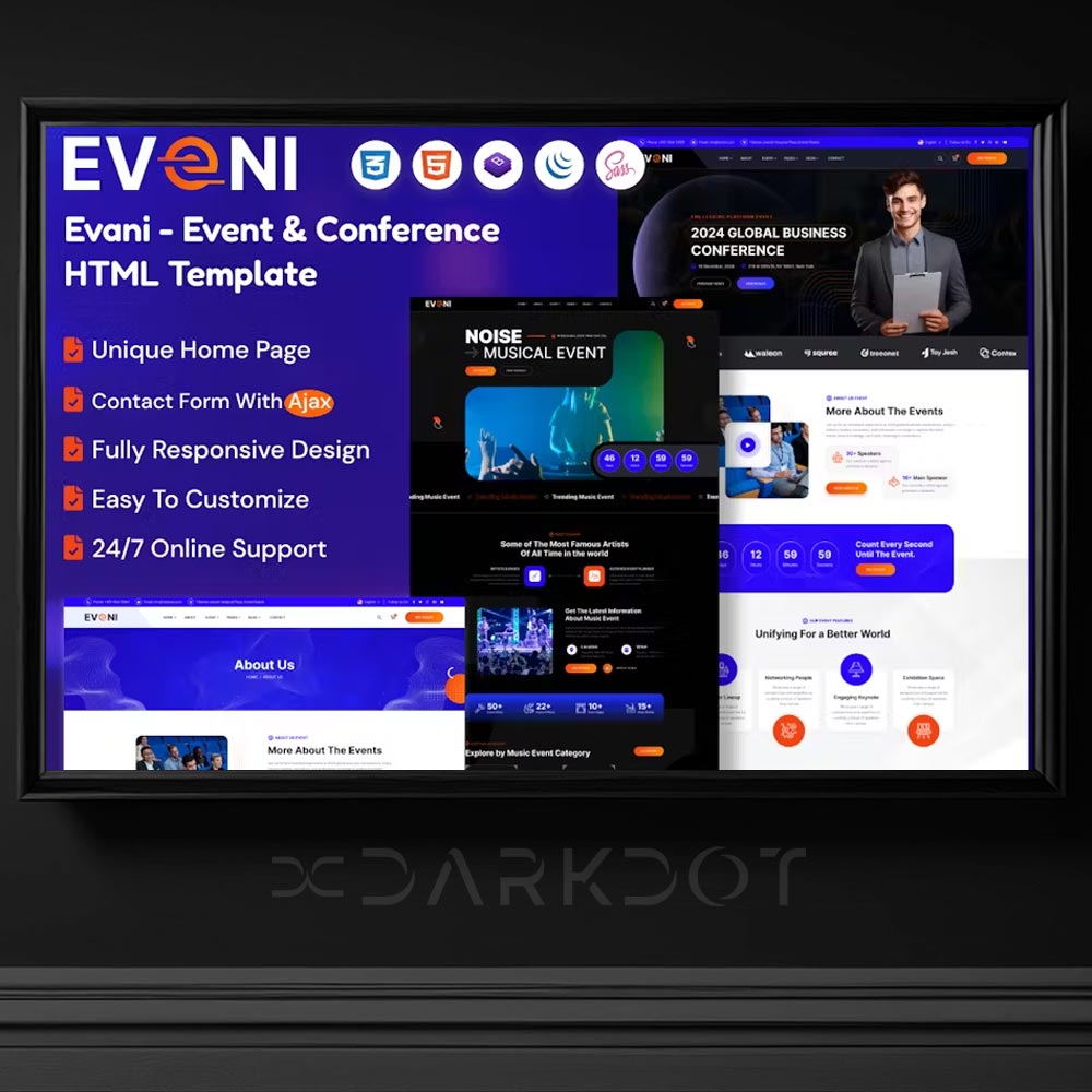 eveni event konferans online iletisim kurs web site html sablon template