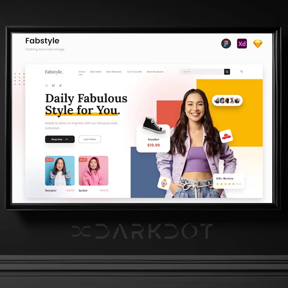 figma sketch xd temali online moda kiyafet alisveris site baslik slayt tema