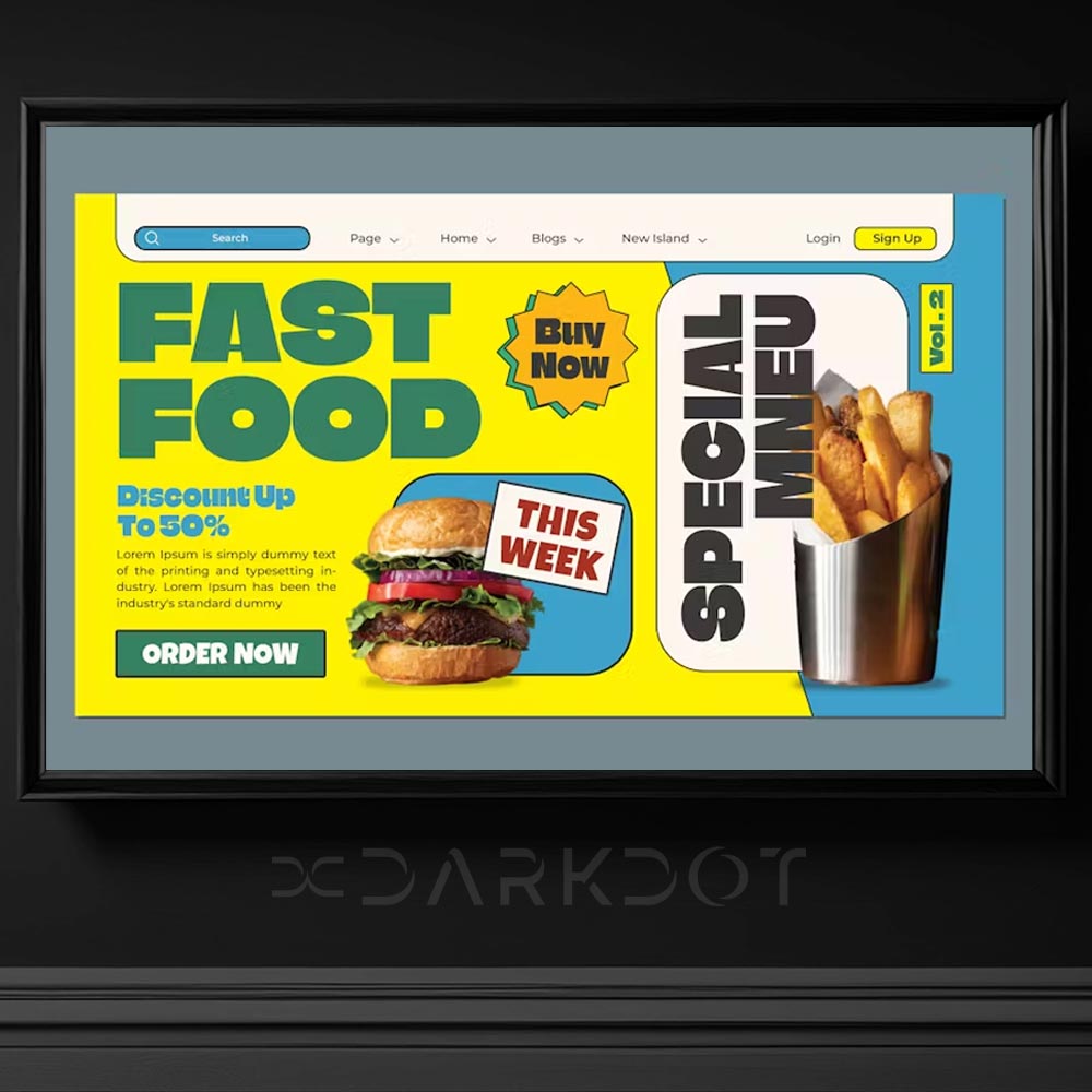 fast food atistirmalik hamburger web site sosyal medya banner template