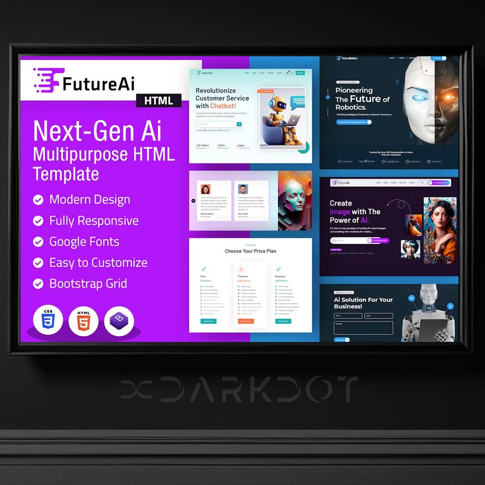 future ai robotik cok amacli web site html template robotik kodlama tema