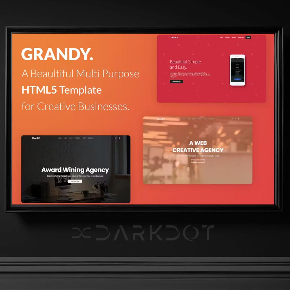 grandy html web site template cok amacli kurumsal modern tasarim